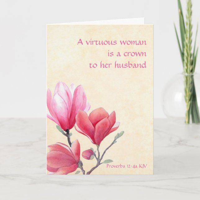 Proverbs 12:4a - Christian Greeting Card for wife (Front)