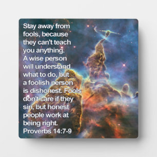 Proverbs 14:7-9 plaque
