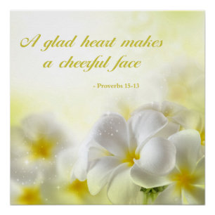 Proverbs 15:13 Bible Quote Yellow Floral Poster