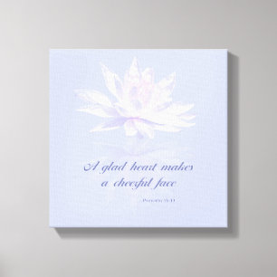 Proverbs 15:13   Bible Verse   Lavender Water Lily Canvas Print