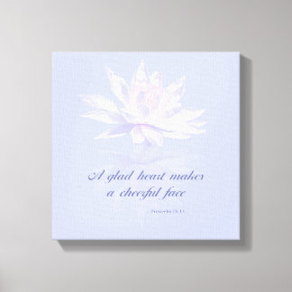Proverbs 15:13 | Bible Verse | Lavender Water Lily Canvas Print