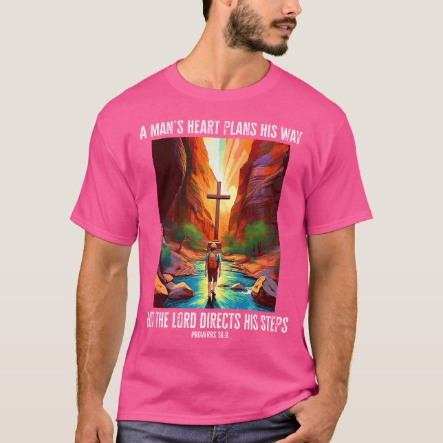Proverbs 169 Bible Verse Hiking The Narrows Christ T-Shirt (Front)