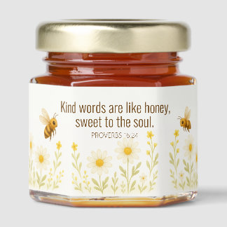 Proverbs 16:24 Kind Words Bees Floral Favor Honey Jar Favors