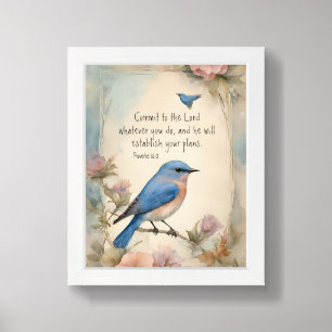 Proverbs 16:3 Christian Bible Verse Art Framed Art