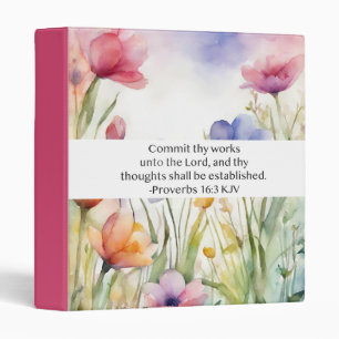 Proverbs 16:3 KJV Commit Thy Works Scripture 3 Ring Binder