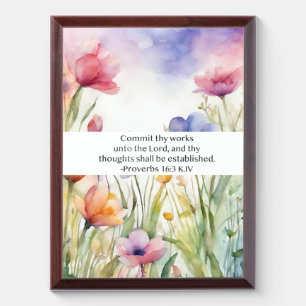 Proverbs 16:3 KJV Commit Thy Works Scripture Award Plaque