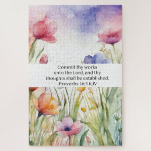 Proverbs 16:3 KJV Commit Thy Works Scripture Jigsaw Puzzle