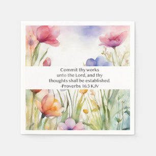 Proverbs 16:3 KJV Commit Thy Works Scripture Napkins