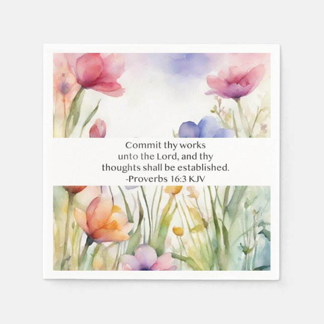 Proverbs 16:3 KJV Commit Thy Works Scripture Napkins (Front)