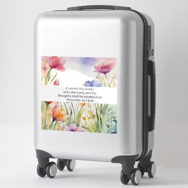 Proverbs 16:3 KJV Commit Thy Works Scripture Sticker (Suitcase)
