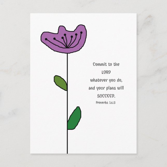 Proverbs 16:3 Scripture Postcard (Front)