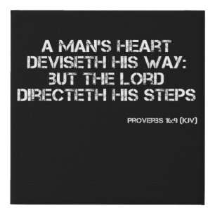 Proverbs 16:9 Bible Verse Scripture Canvas Art