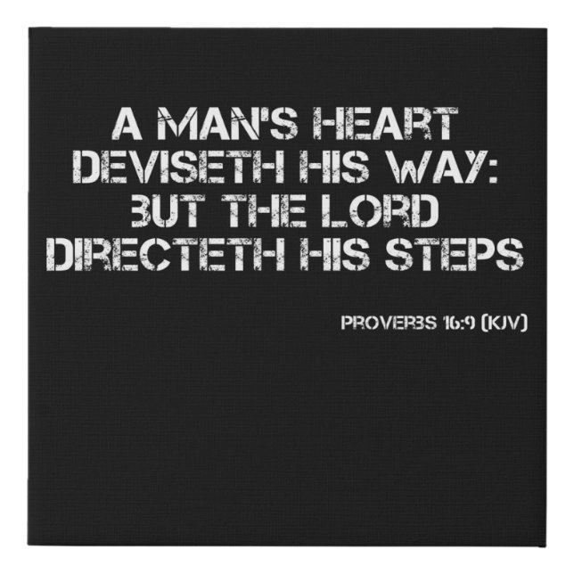 Proverbs 16:9 Bible Verse Scripture Canvas Art (Front)