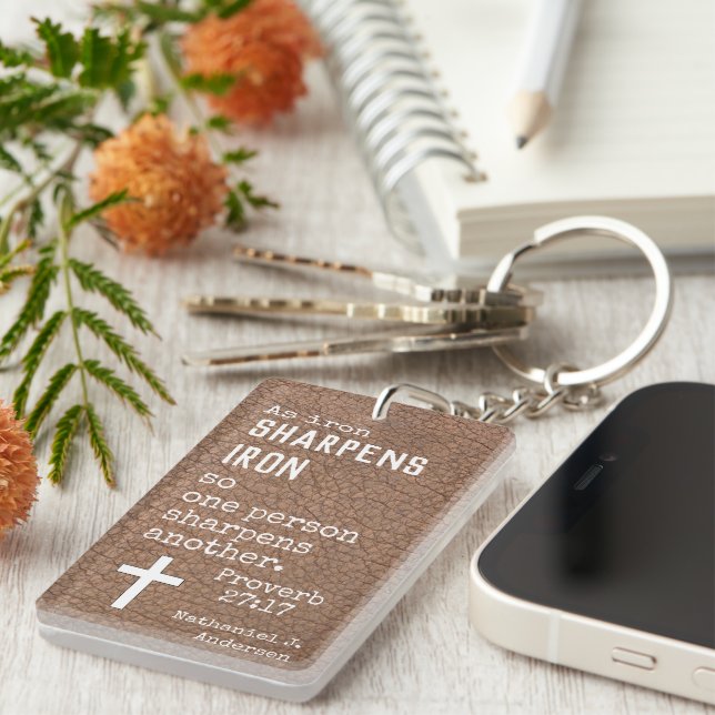 Proverbs 17:17 Bible Scripture on Strength Keychain (Front Right)