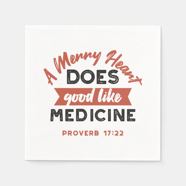 Proverbs 17:22 'A Merry Heart' Inspirational Verse Napkins (Front)
