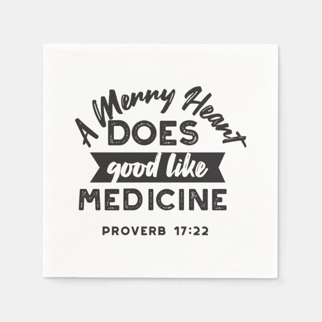 Proverbs 17:22 'A Merry Heart' Inspirational Verse Napkins (Front)