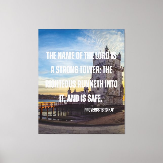 Proverbs 18:10 Bible Verse Canvas Wall Art (Front)