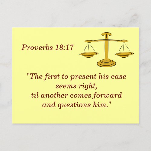 Proverbs 18 17 Justice Bible Verse Memory Card