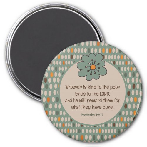 Proverbs 1917 Retro Ovals  Teal Flower Magnet