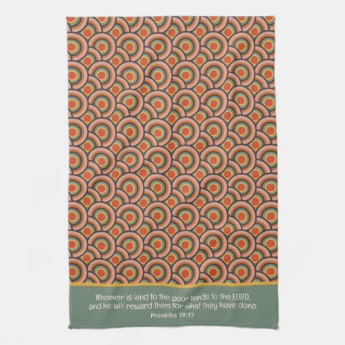 Proverbs 1917 Whoever is Kind Retro Circles Kitchen Towel