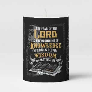Proverbs 1:7 KJV Bible Verse Pillar Candle