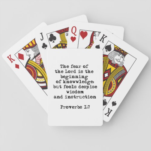 Proverbs 17 The fear of the Lord Playing Cards