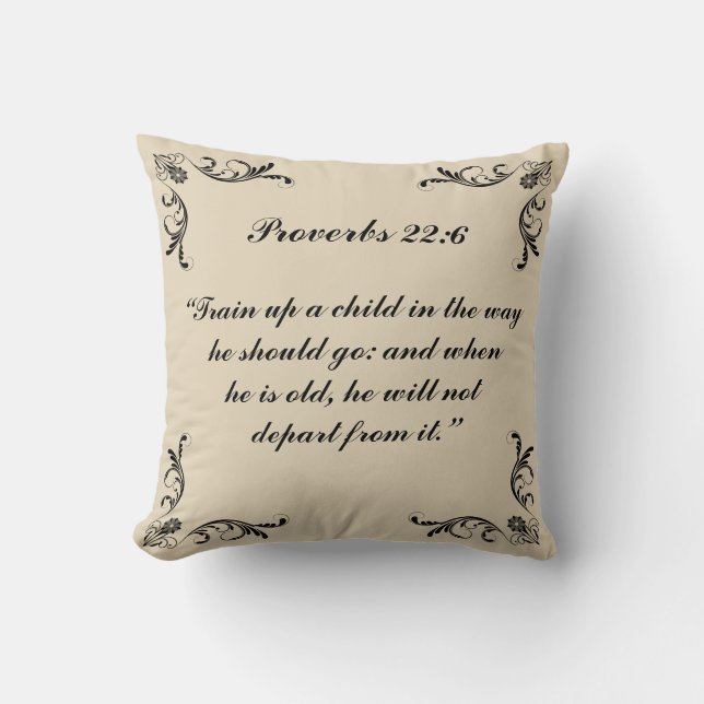 Proverbs 22:6 throw pillow (Front)