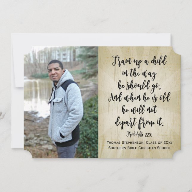 Proverbs 22 Christian Bible Verse Photo Graduation Invitation (Front)