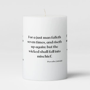 Proverbs 24:16 KJV Bible Scripture Pillar Candle