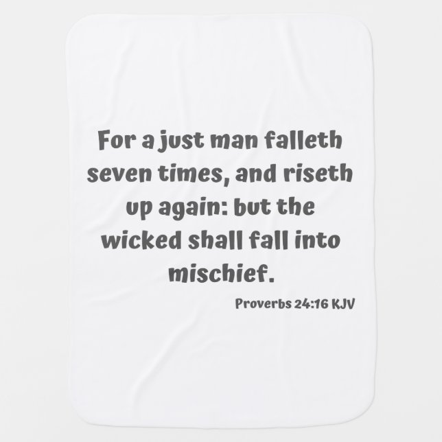 Proverbs 24:16 KJV Bible Verse Scripture Baby Blanket (Front)