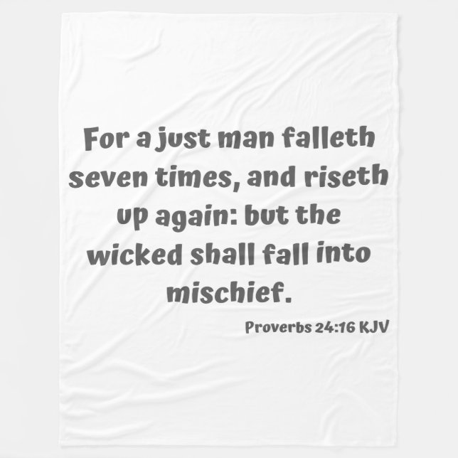 Proverbs 24:16 KJV Bible Verse Scripture Fleece Blanket (Front)