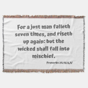 Proverbs 24:16 KJV Bible Verse Scripture Throw Blanket