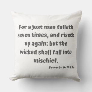 Proverbs 24:16 KJV Bible Verse Scripture Throw Pillow