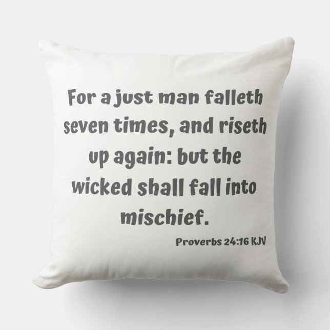 Proverbs 24:16 KJV Bible Verse Scripture Throw Pillow (Front)