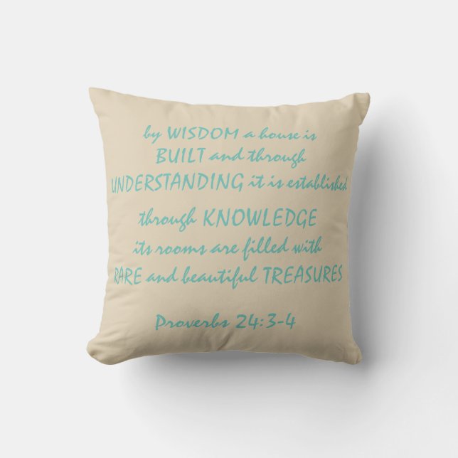 Proverbs 24:3-4 Polyester Throw Pillow 16" x 16" (Front)
