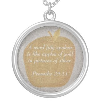 Proverbs 25:11 Gold Apple Sterling Silver Necklace