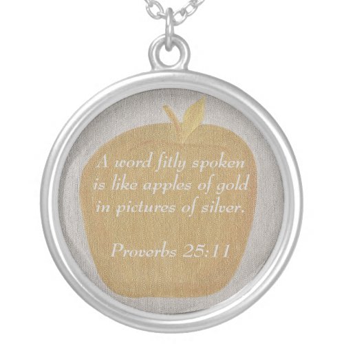 Proverbs 2511 Gold Apple Sterling Silver Necklace