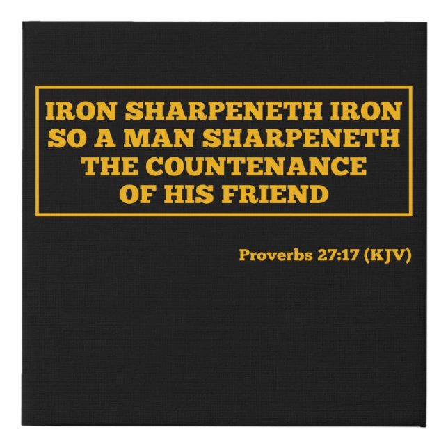 Proverbs 27:17 Bible Verse Scripture Canvas Art (Front)
