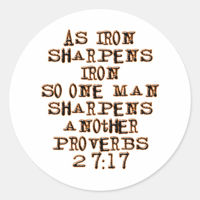Proverbs 27:17 classic round sticker (Front)