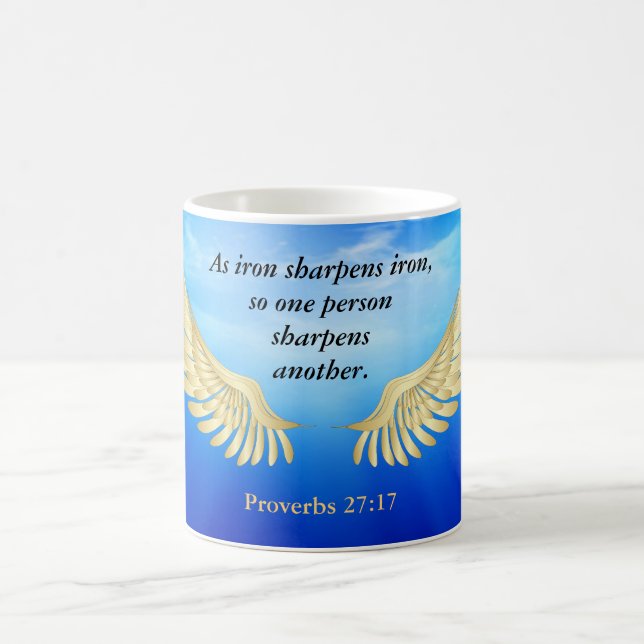 Proverbs 27:17 coffee mug (Center)
