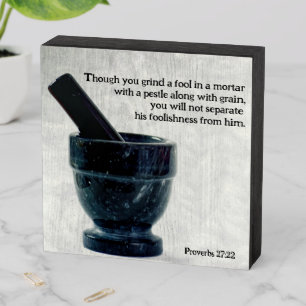 Proverbs 27:22 Wood Box Sign