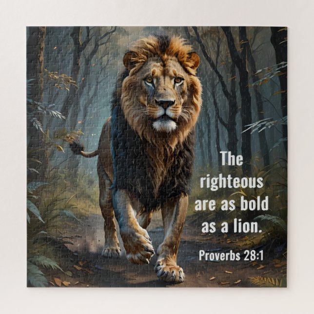 Proverbs 28:1 Bible Righteous are Bold as a Lion  Jigsaw Puzzle (Vertical)