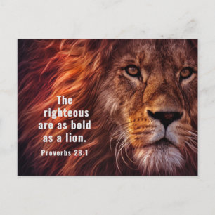 Proverbs 28:1 Bible Righteous are Bold as a Lion  Postcard