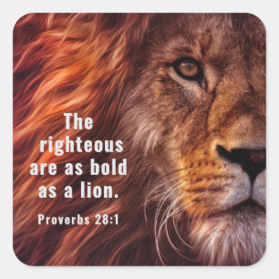 Proverbs 28:1 Bible Righteous are Bold as a Lion Square Sticker