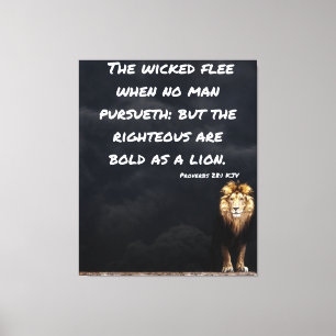 Proverbs 28:1 Bible Verse Lion Canvas Wall Art