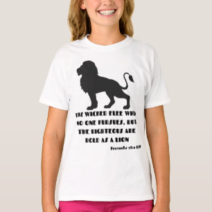 Proverbs 28:1 Bible Verse Quote KJV Girl's T-Shirt