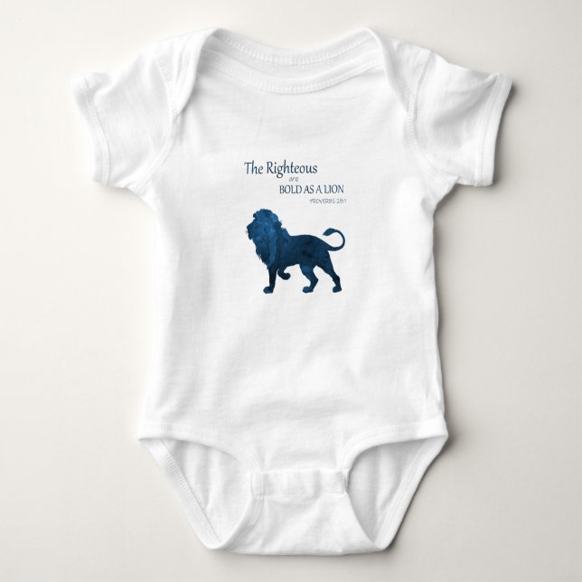 Proverbs 28 1 Bold As A Lion Baby Bodysuit (Front)