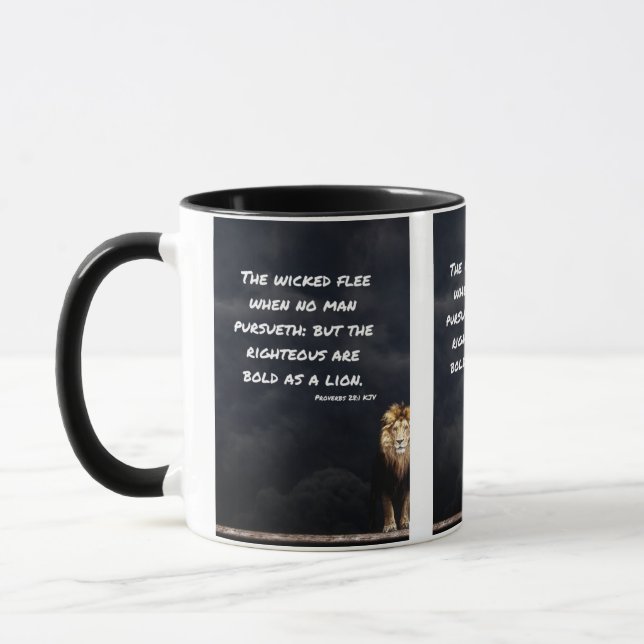 Proverbs 28:1 KJV Bible Scripture Two-Tone Mug (Left)