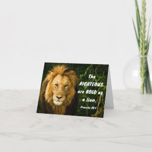 Proverbs 28:1 Righteous are Bold as a Lion Bible  Card