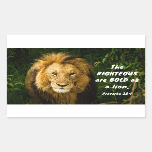 Proverbs 28:1 Righteous are Bold as a Lion Bible Rectangular Sticker
